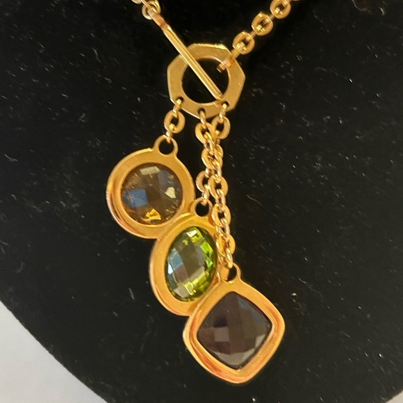 “Firenze” 14KT Rose Gold Filled 3 Stone Italian Necklace. - Picture 3 of 6